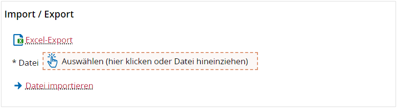 Im- und Exportmaske für Teilnehmerlisten