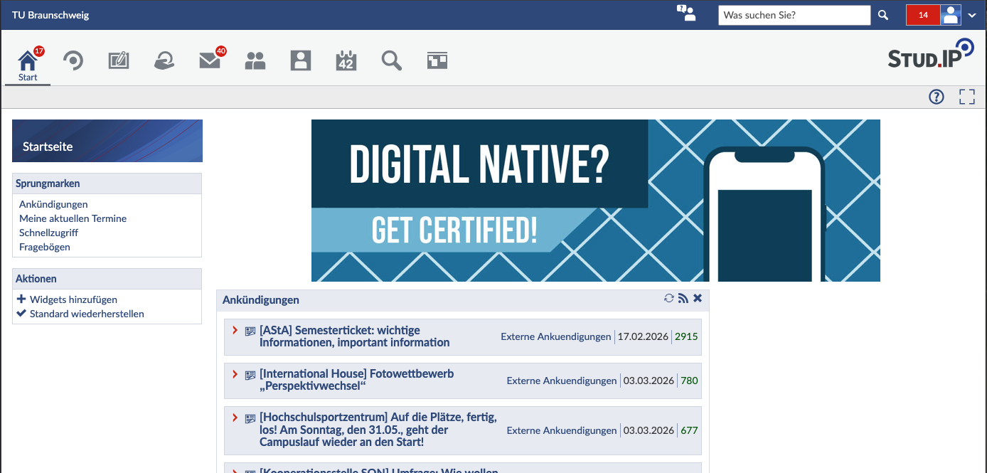 Ankündigungen & Banner