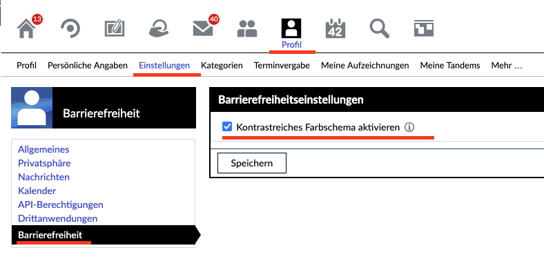 Kontrast ändern in Stud.IP