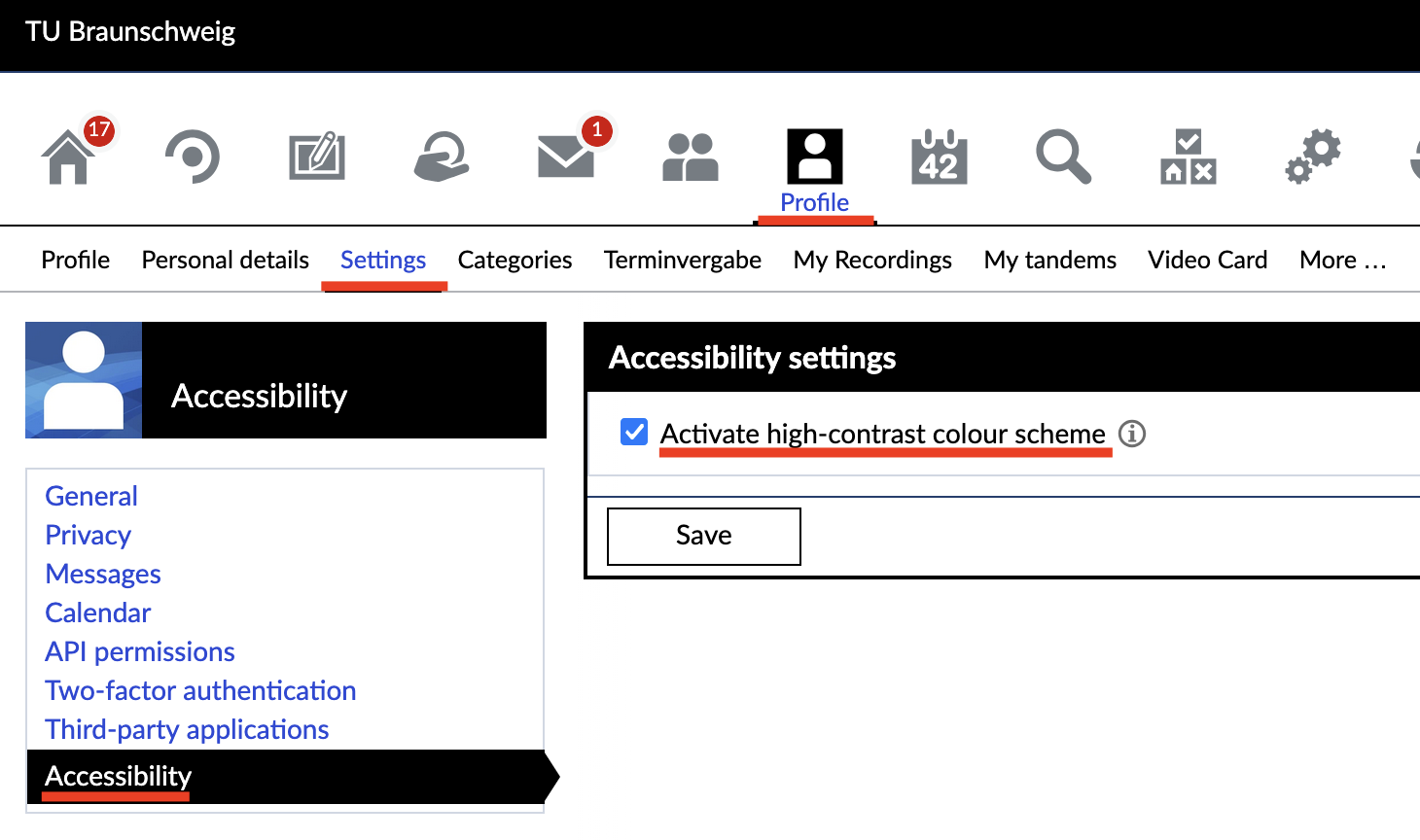 changing contrasts in Stud.IP