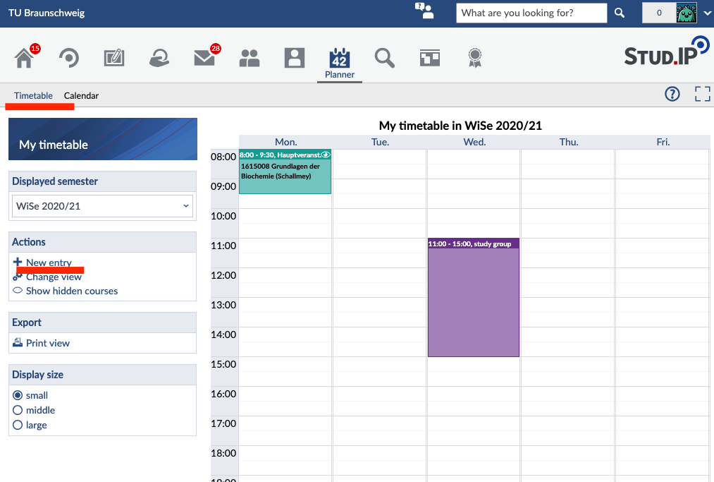 Timetable View