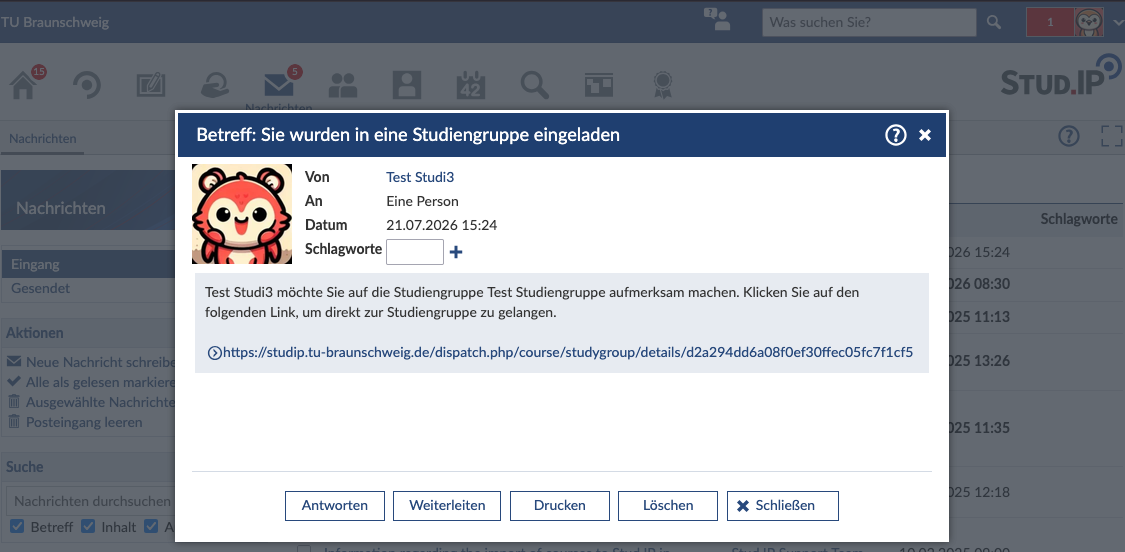 Beispiel Einladungsnachricht