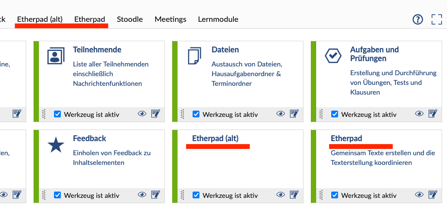 Etherpad Unterschiede